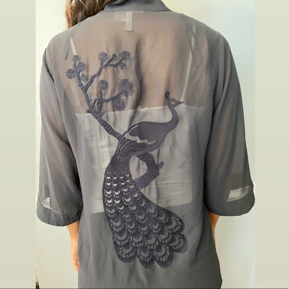 Navy Blue Peacock Robe